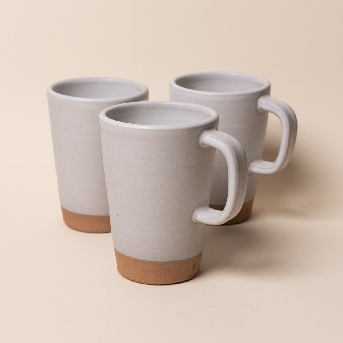 Coffee Mug Tea Handmade Ceramic Pottery Cup Gift 9 Oz Cappuccino Latte  Speckled Clay Stoneware White Minimalist Simple Modern Design Drippy 